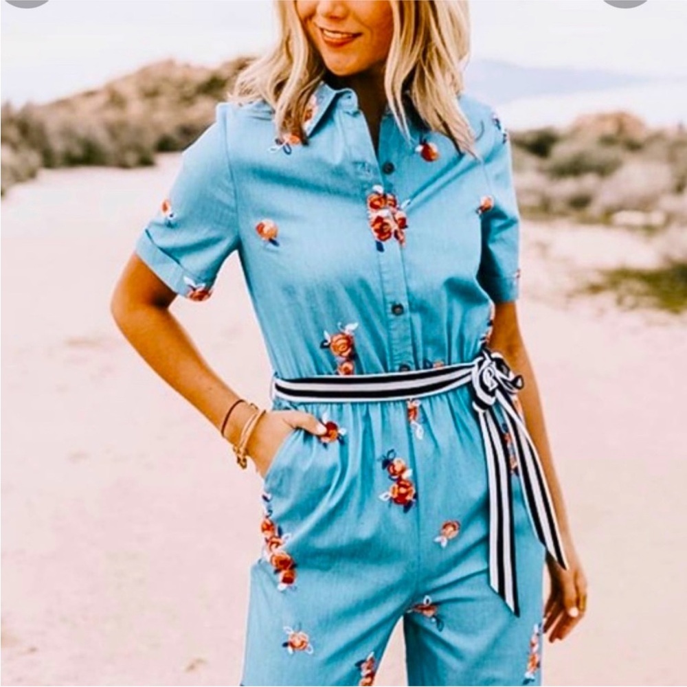 Roolee Blue Floral Jumpsuit